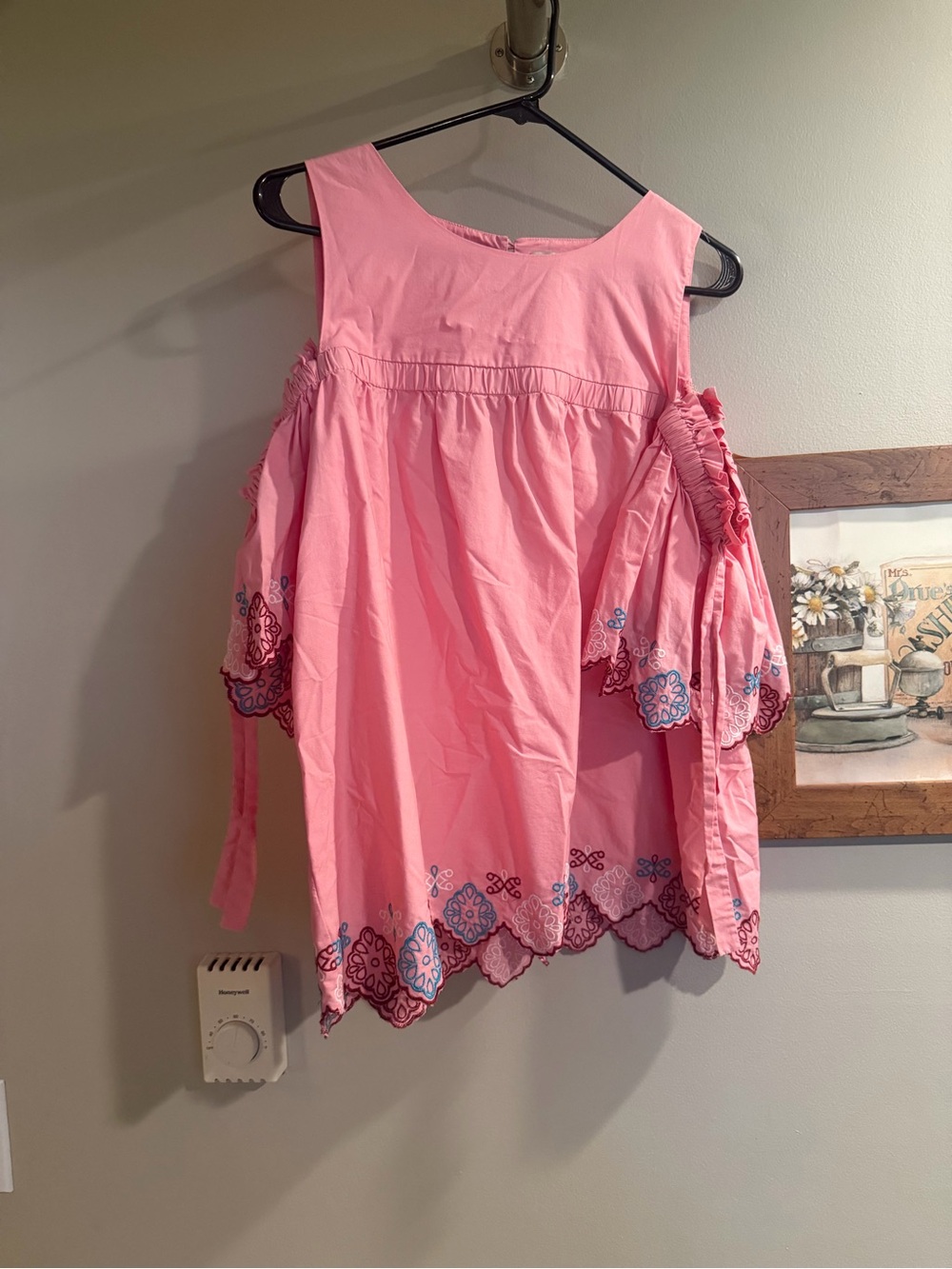 LOFT Pink Cold-Shoulder Embroidered Tunic